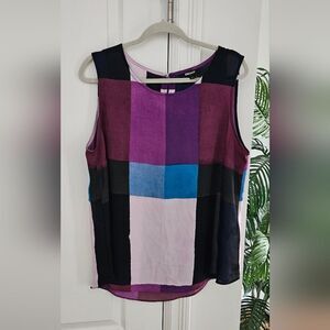 DKNY Black and Purple Sleeveless Tank Top